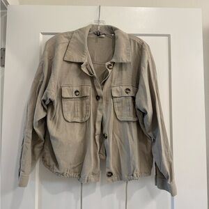 H&M Women's Utility Button-Front Jacket in Taupe